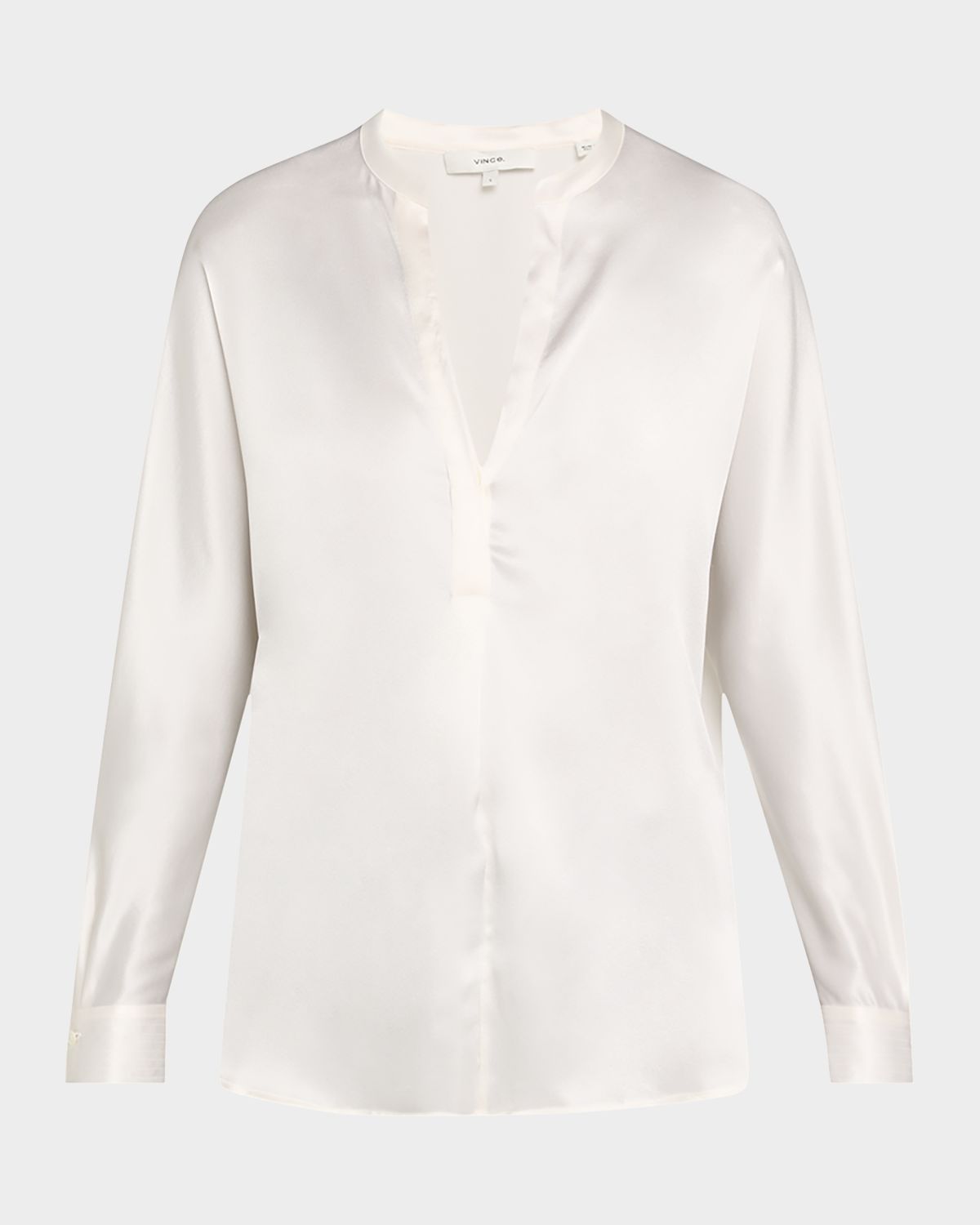 Vince Silk Band-Collar Blouse