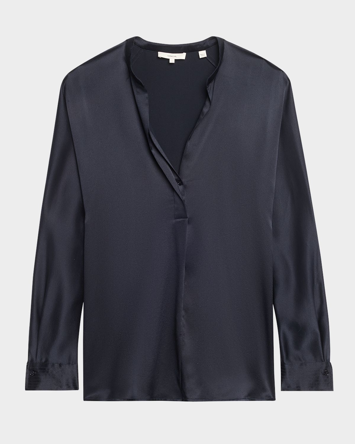 Vince Silk Band-Collar Blouse