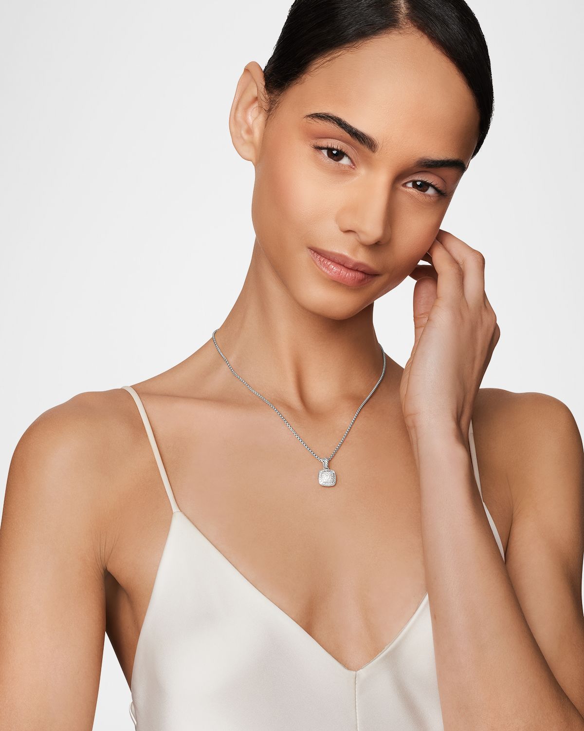 David Yurman Petite Albion Pendant Necklace in Diamonds and Sterling Silver