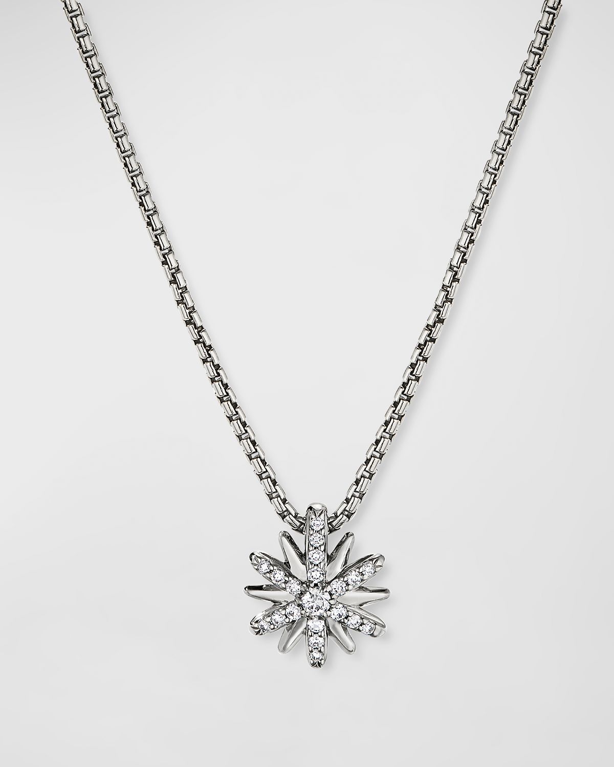 David Yurman Petite Starburst Diamond Pave Pendant Necklace in Silver with Diamonds