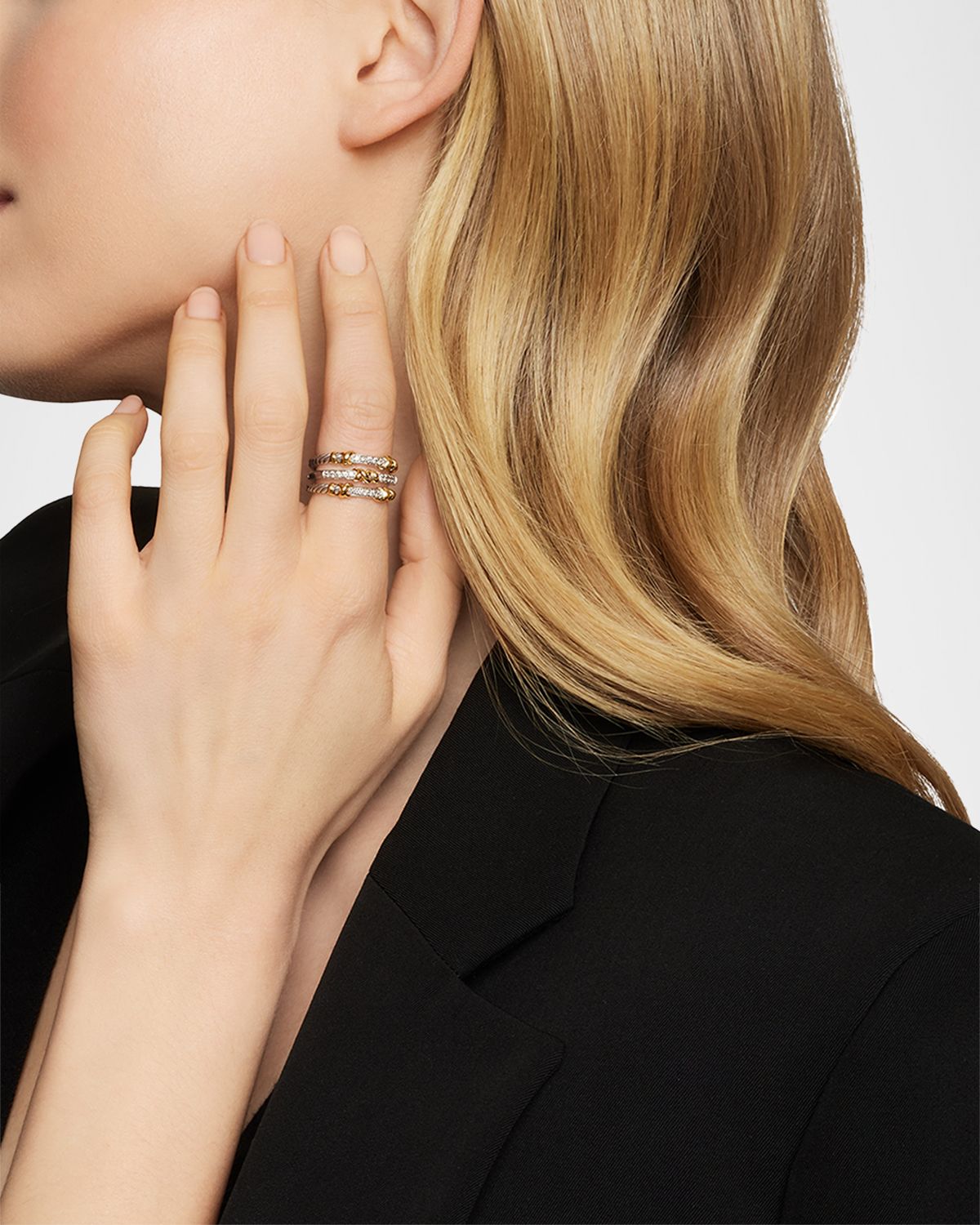 David Yurman Helena Ring with Diamonds and 18K Gold in Silver