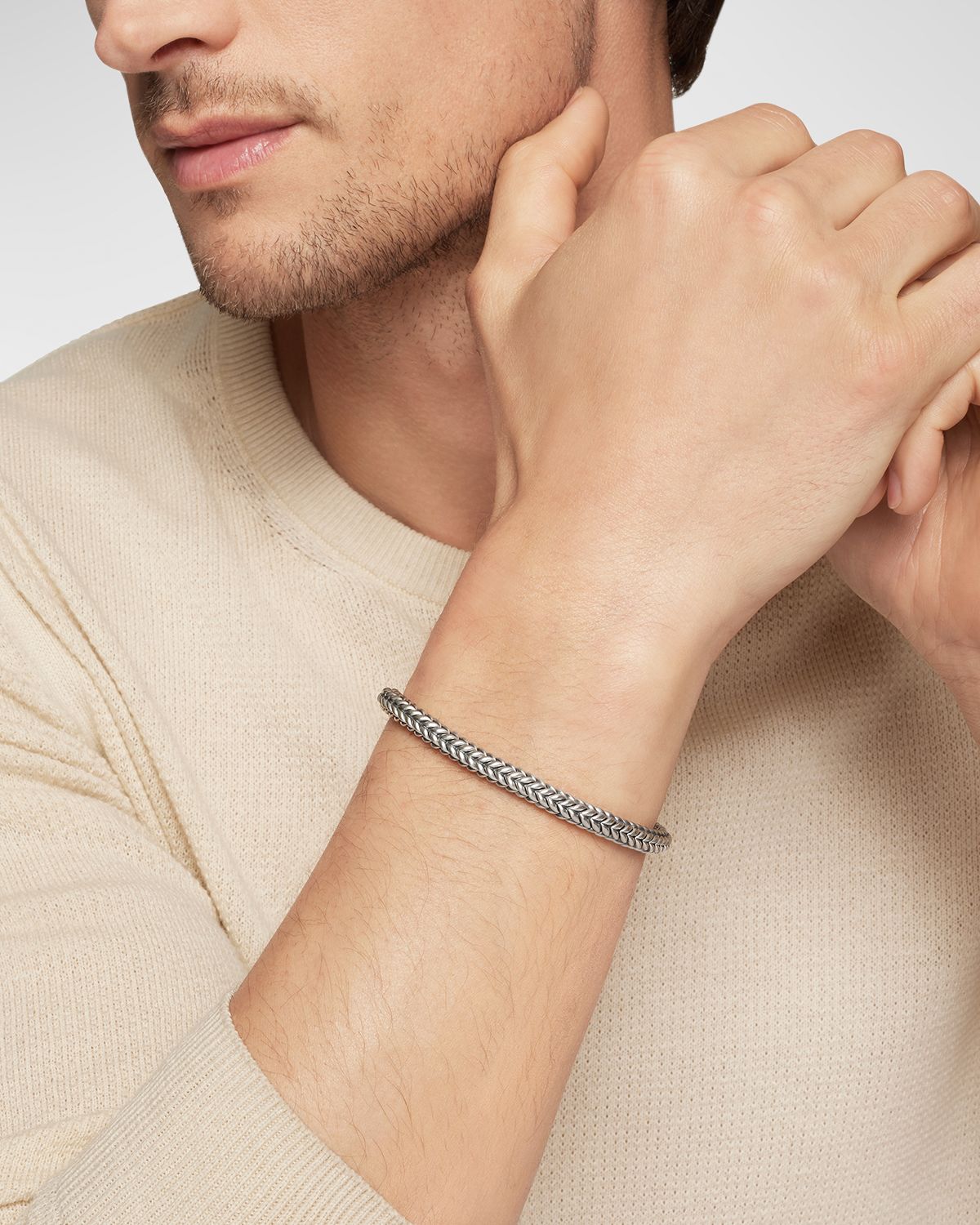 David Yurman Men 's Chevron Bead Bracelet in Silver, 6mm