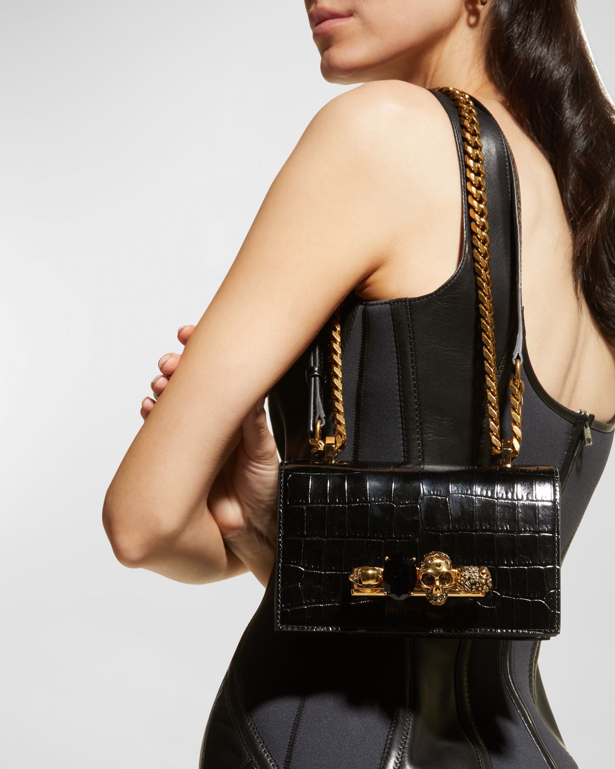 McQueen Mini Jeweled Satchel Bag