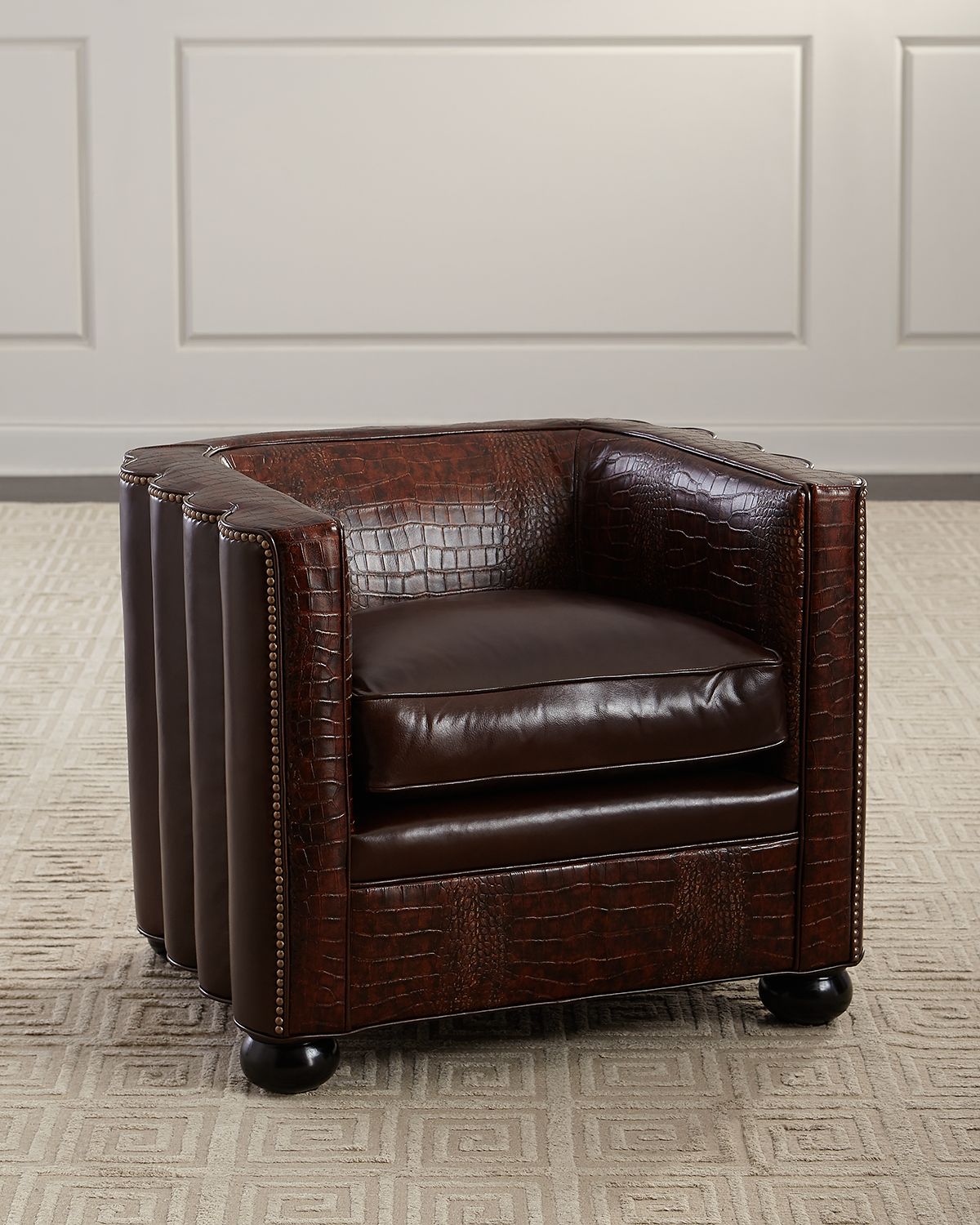 Old Hickory Tannery Boone Leather Barrel Chair | Thumbnail 7
