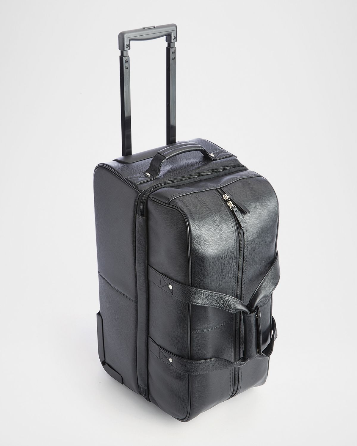 ROYCE New York Monogrammed Leather Executive Rolling Duffel Suitcase