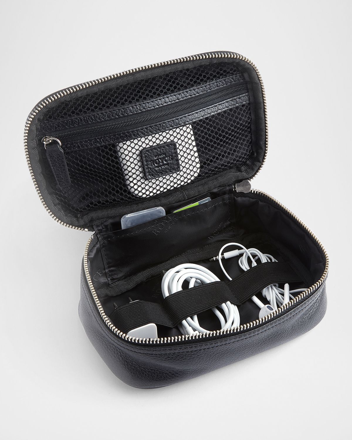 ROYCE New York Monogrammed Travel Tech Organizer Leather Case