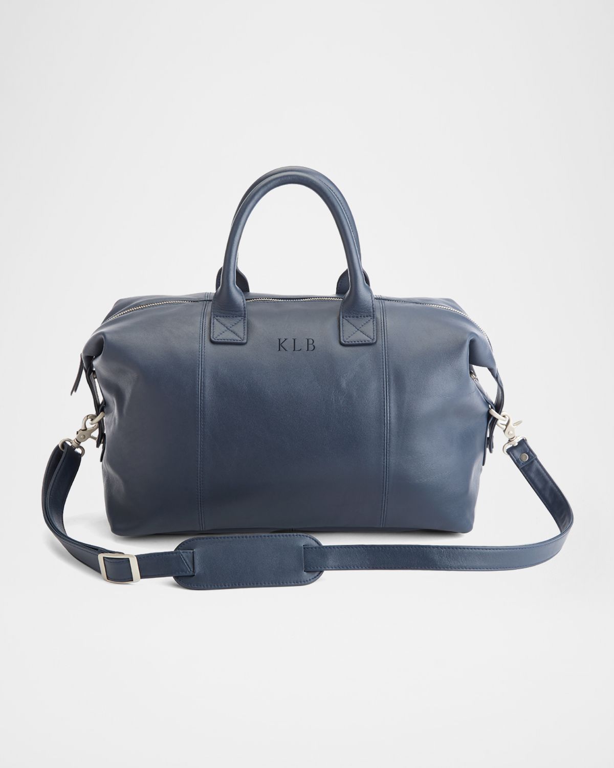 ROYCE New York Monogrammed Leather Overnight Duffel Bag