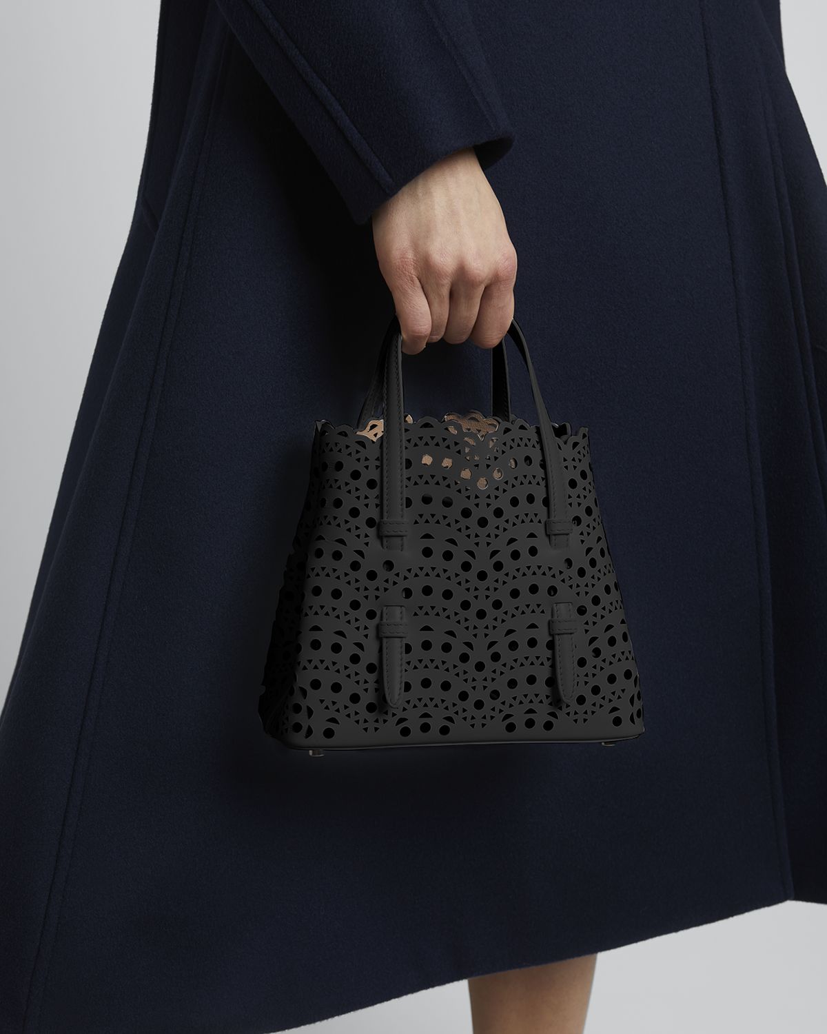 ALAIA Mina 20 Tote Bag in Vienne Wave Perforated Leather