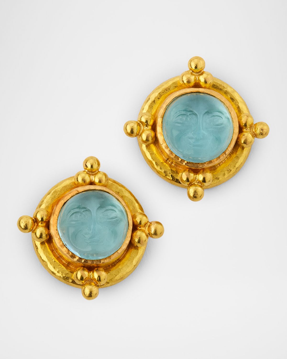 Elizabeth Locke Man-in-the-Moon Intaglio Stud Earrings, Crystal