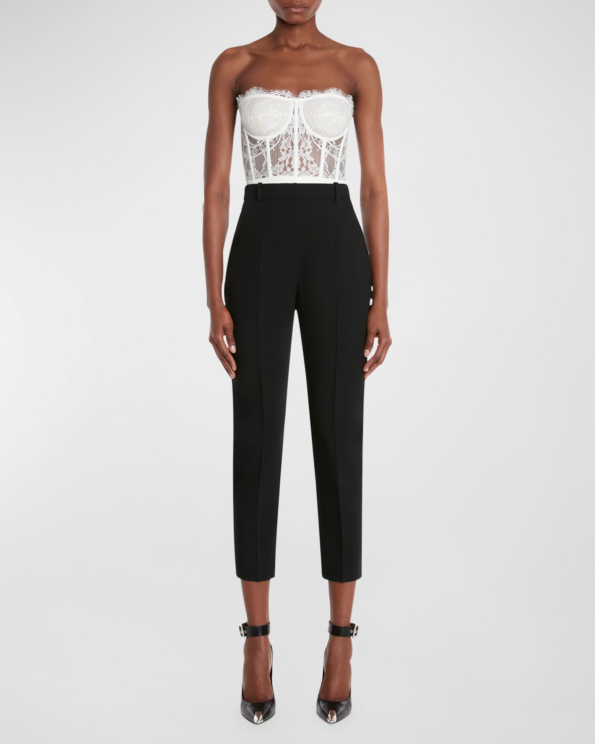 McQueen Strapless Lace Bustier Top