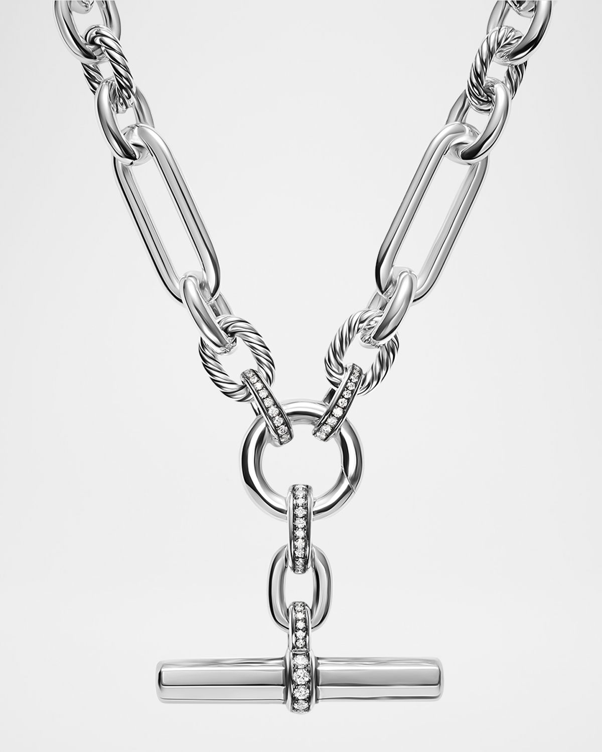 David Yurman Lexington Chain Necklace with Diamonds in Silver, 9.8mm, 18"L