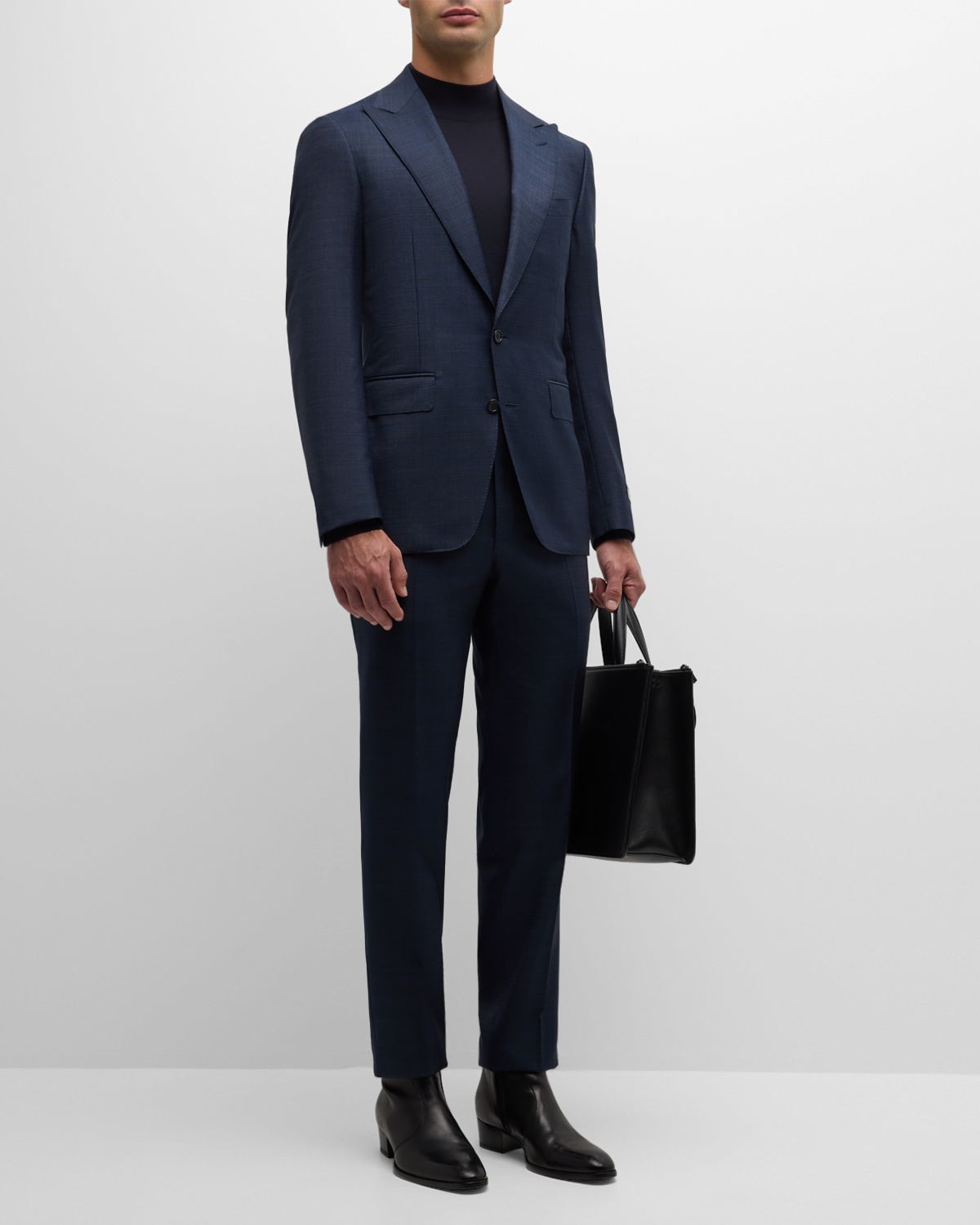 Canali Men 's Heathered Wool Two-Piece Suit