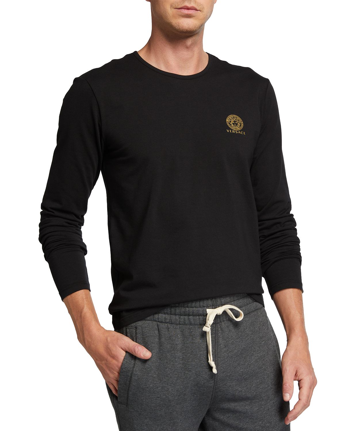 Versace Men 's Medusa Logo Long-Sleeve T-Shirt | Thumbnail 3 Versace Men 's Medusa Logo Long-Sleeve T-Shirt | Thumbnail 3