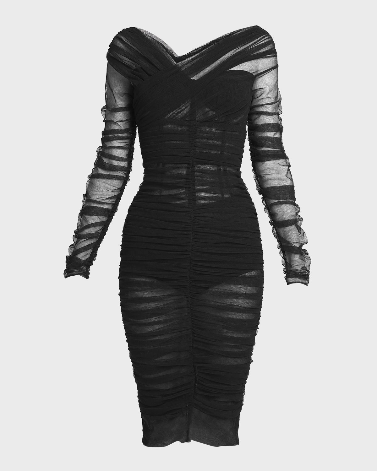 Dolce & Gabbana Off-the-Shoulder Ruched Body-Con Dress