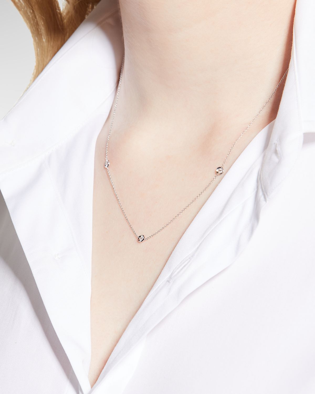 Roberto Coin 18k White & Yellow Gold 3-Diamond Necklace