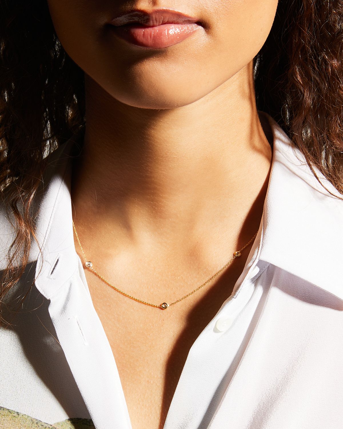 Roberto Coin 18k White & Yellow Gold 3-Diamond Necklace