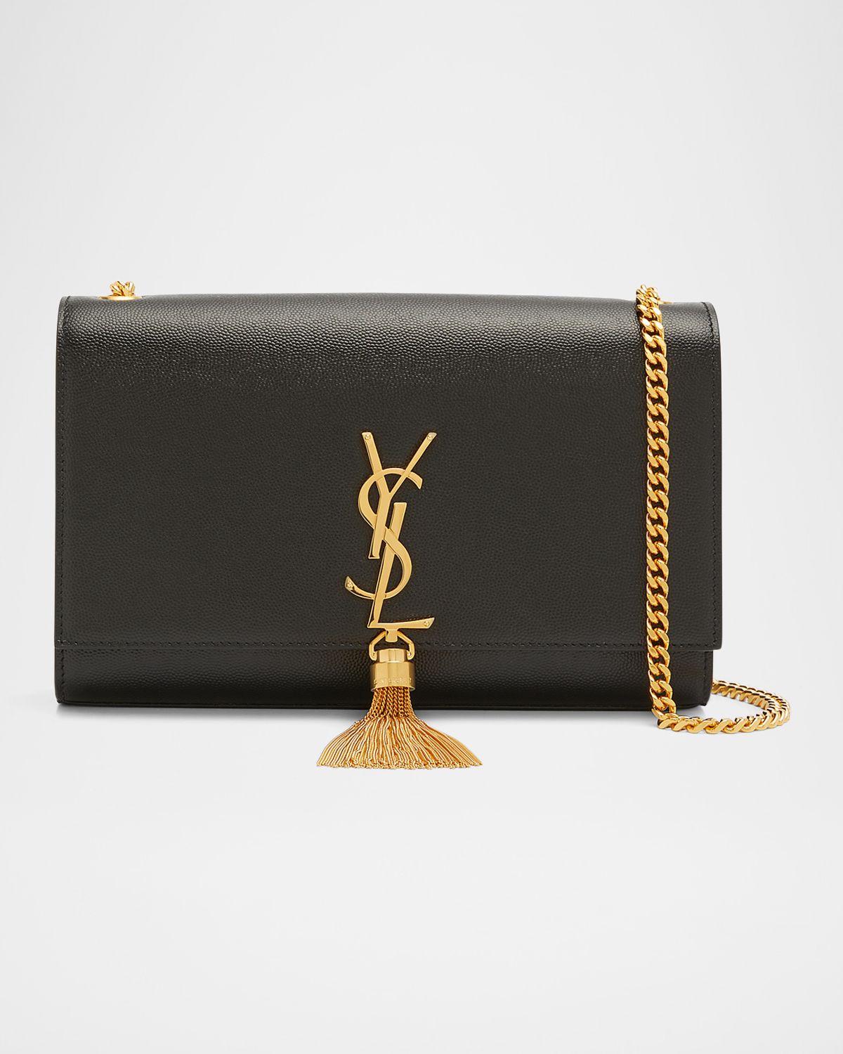 Saint Laurent Kate Medium Tassel YSL Wallet on Chain in Grained Leather