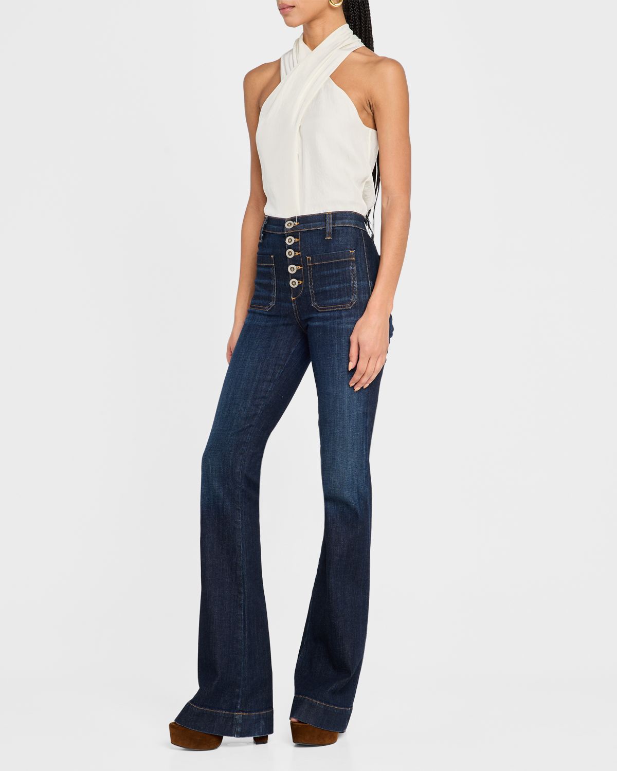 Ramy Brook Cindy High-Rise Flare Stretch Denim Jeans | Thumbnail 6