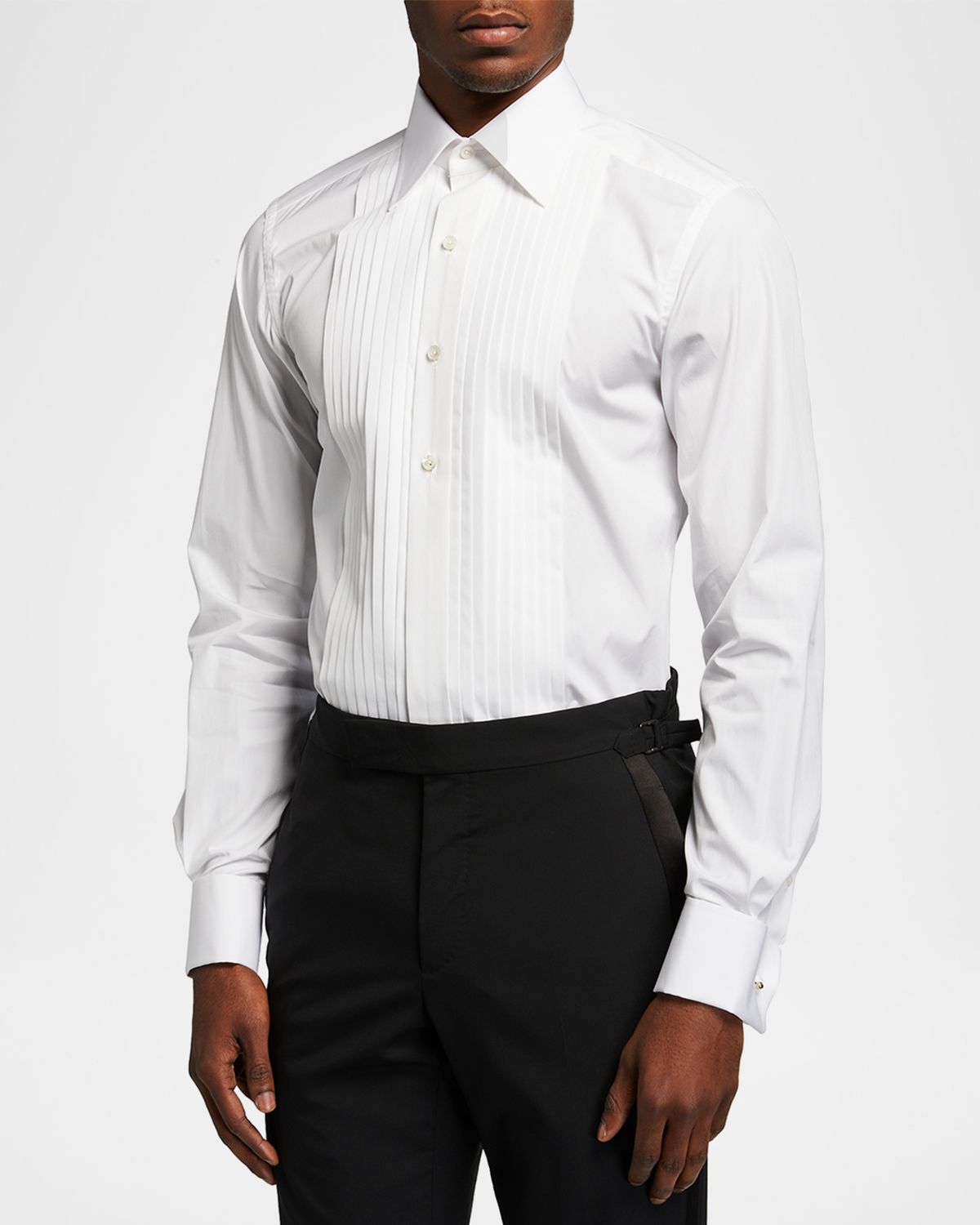 TOM FORD Men 's Plisse Plastron Tuxedo Shirt