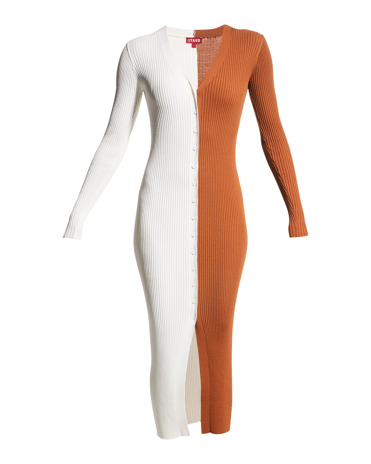 STAUD Shoko Ribbed Colorblock Sweater Dress