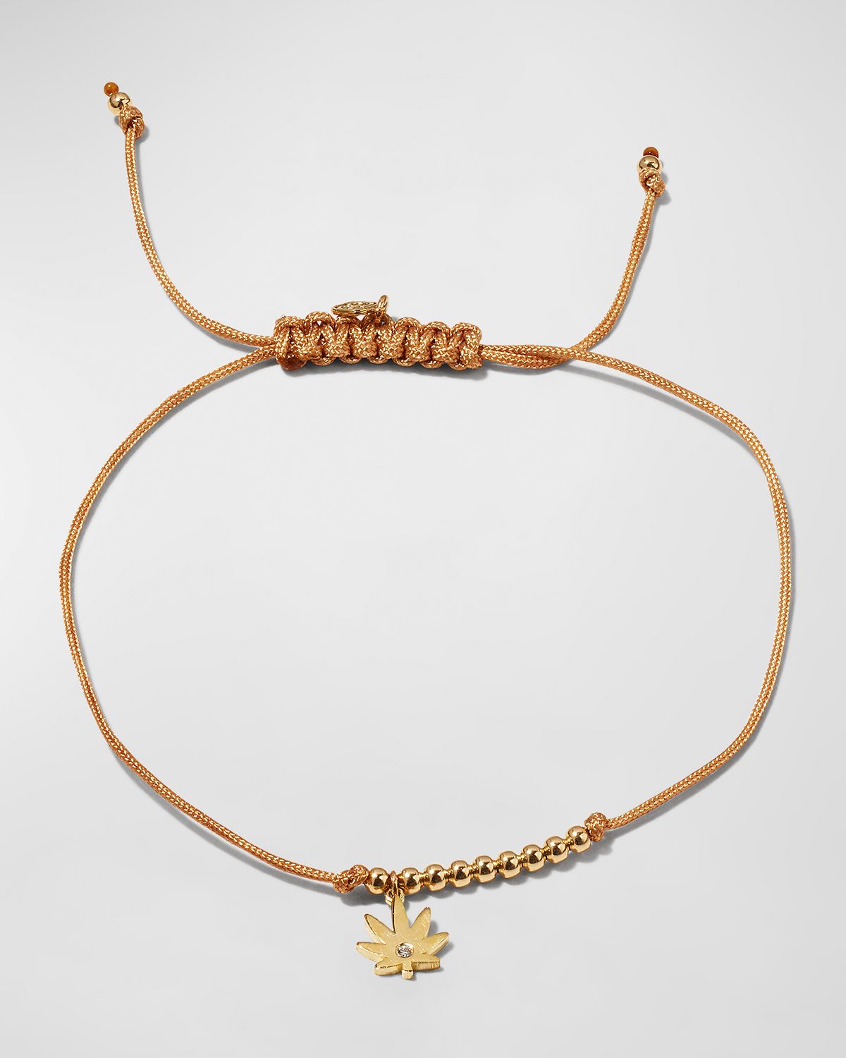 Sydney Evan Diamond Pot Leaf Pull-Cord Bracelet