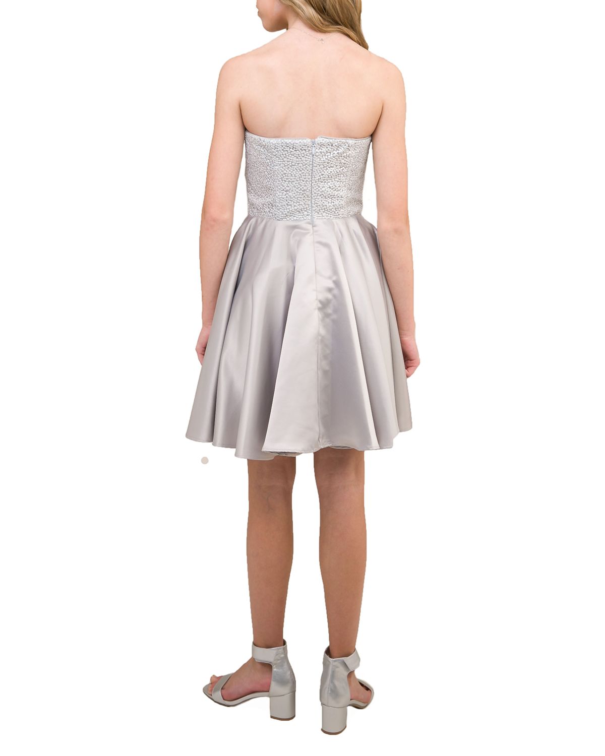 Un Deux Trois Girl 's Strapless Sequin & Satin Party Dress, Size 14-12