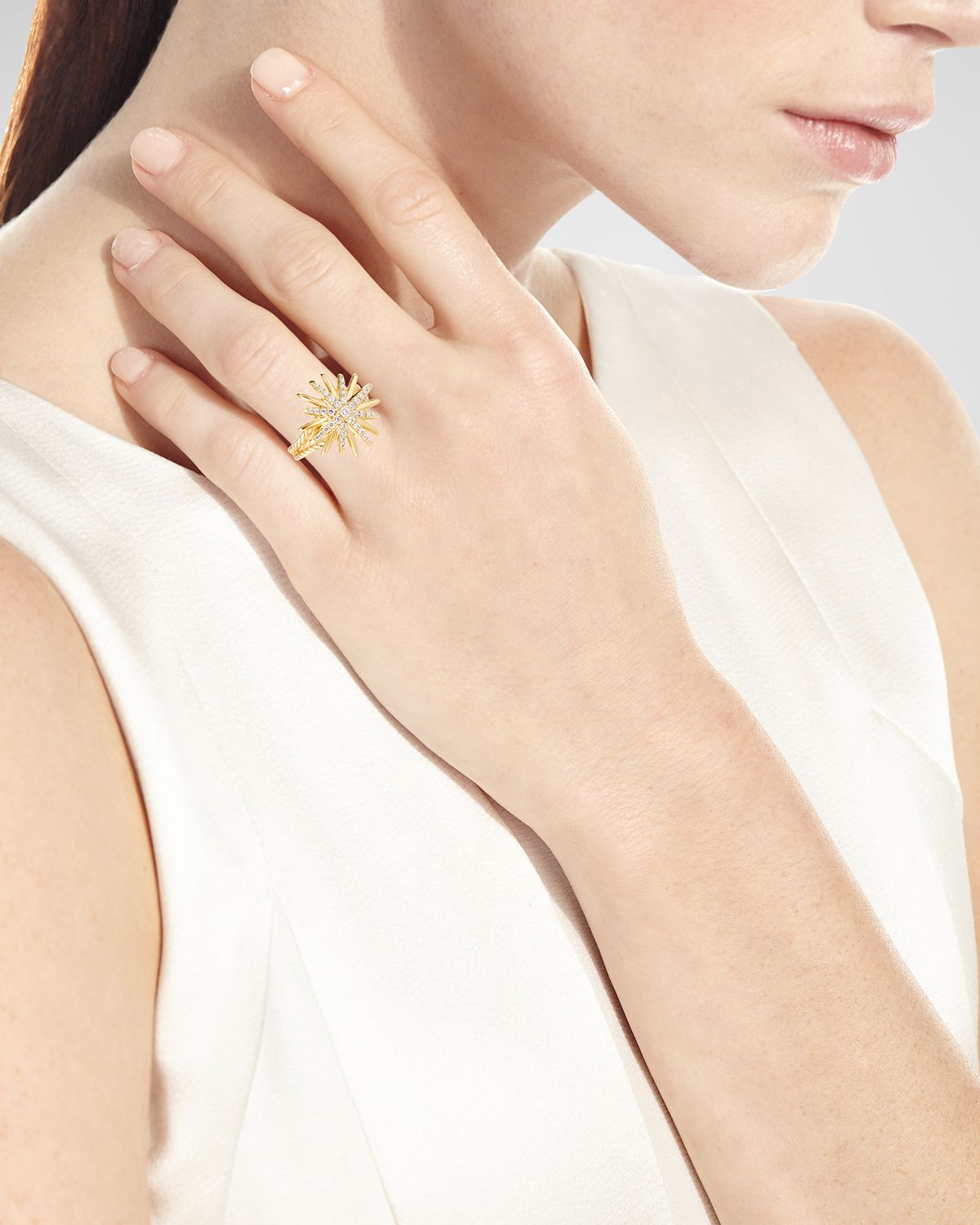 David Yurman Starburst Ring in 18K Yellow Gold with Diamonds