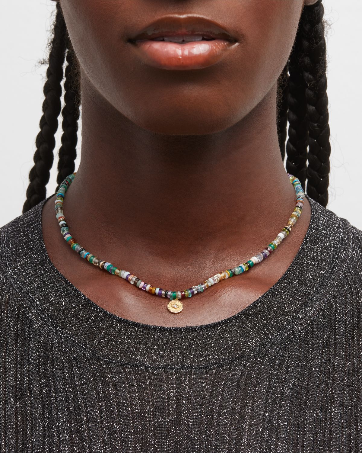 Sydney Evan 14k Evil Eye Diamond Coin Necklace