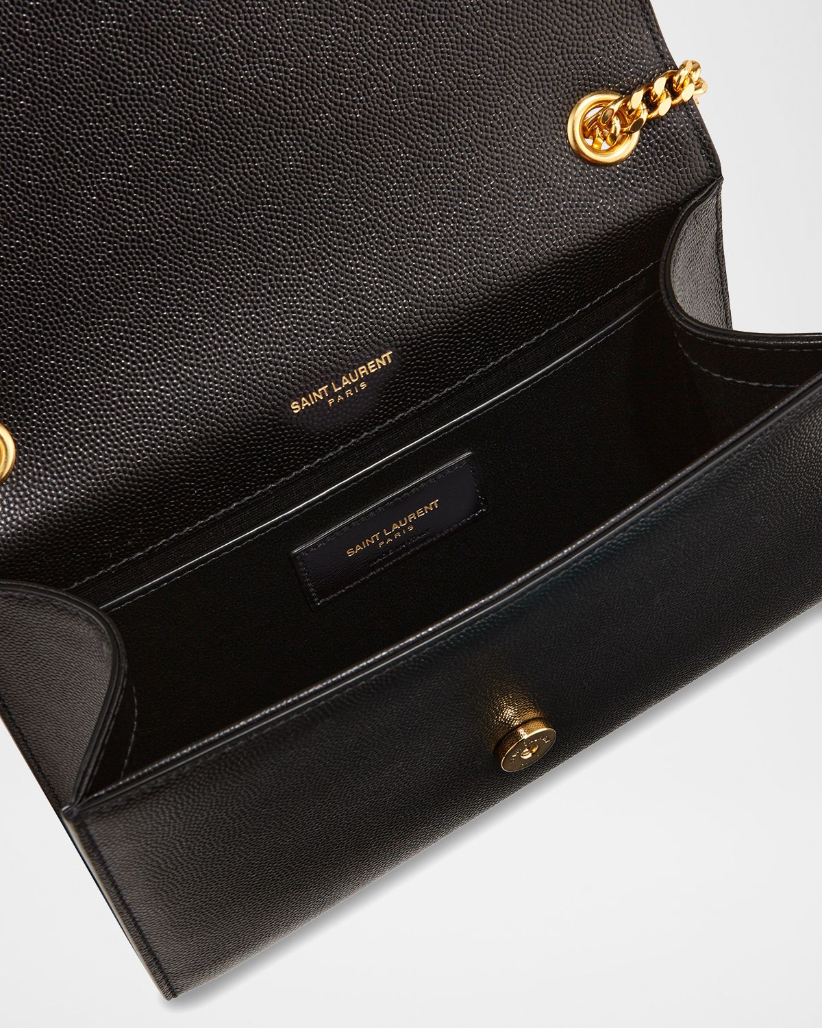 Saint Laurent Kate Small Tassel YSL Wallet on Chain in Grained Leather