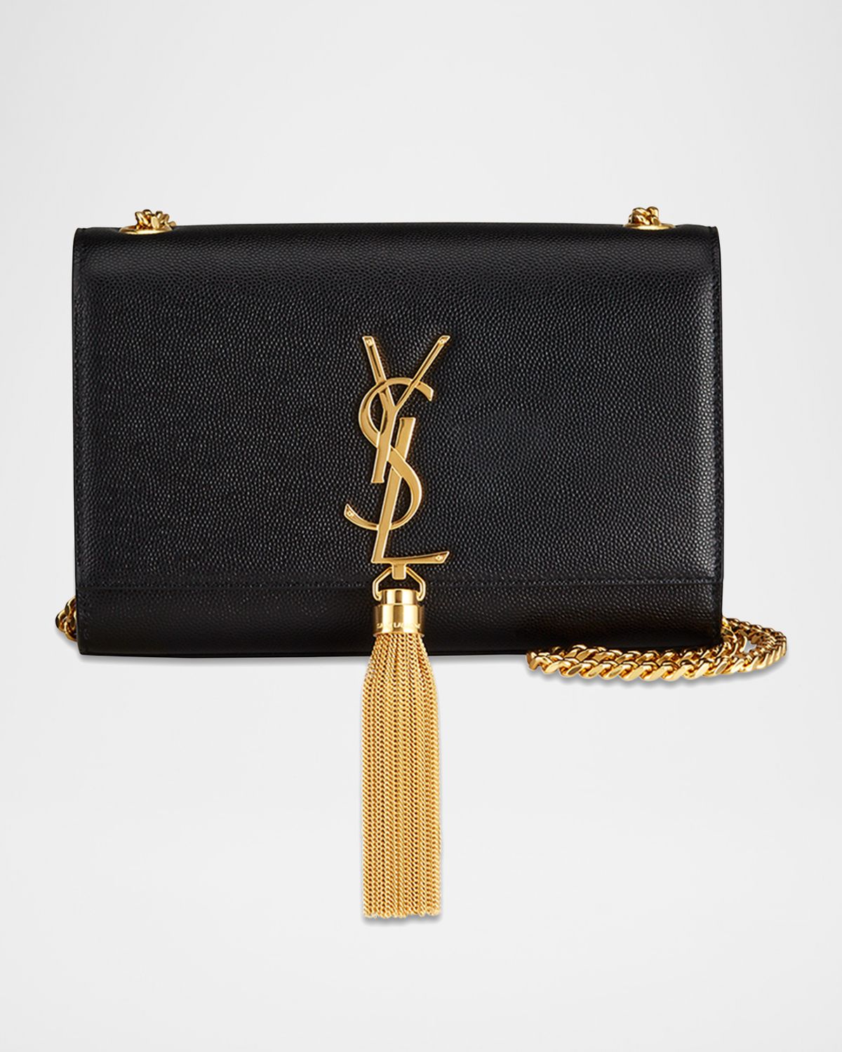 Saint Laurent Kate Small Tassel YSL Wallet on Chain in Grained Leather