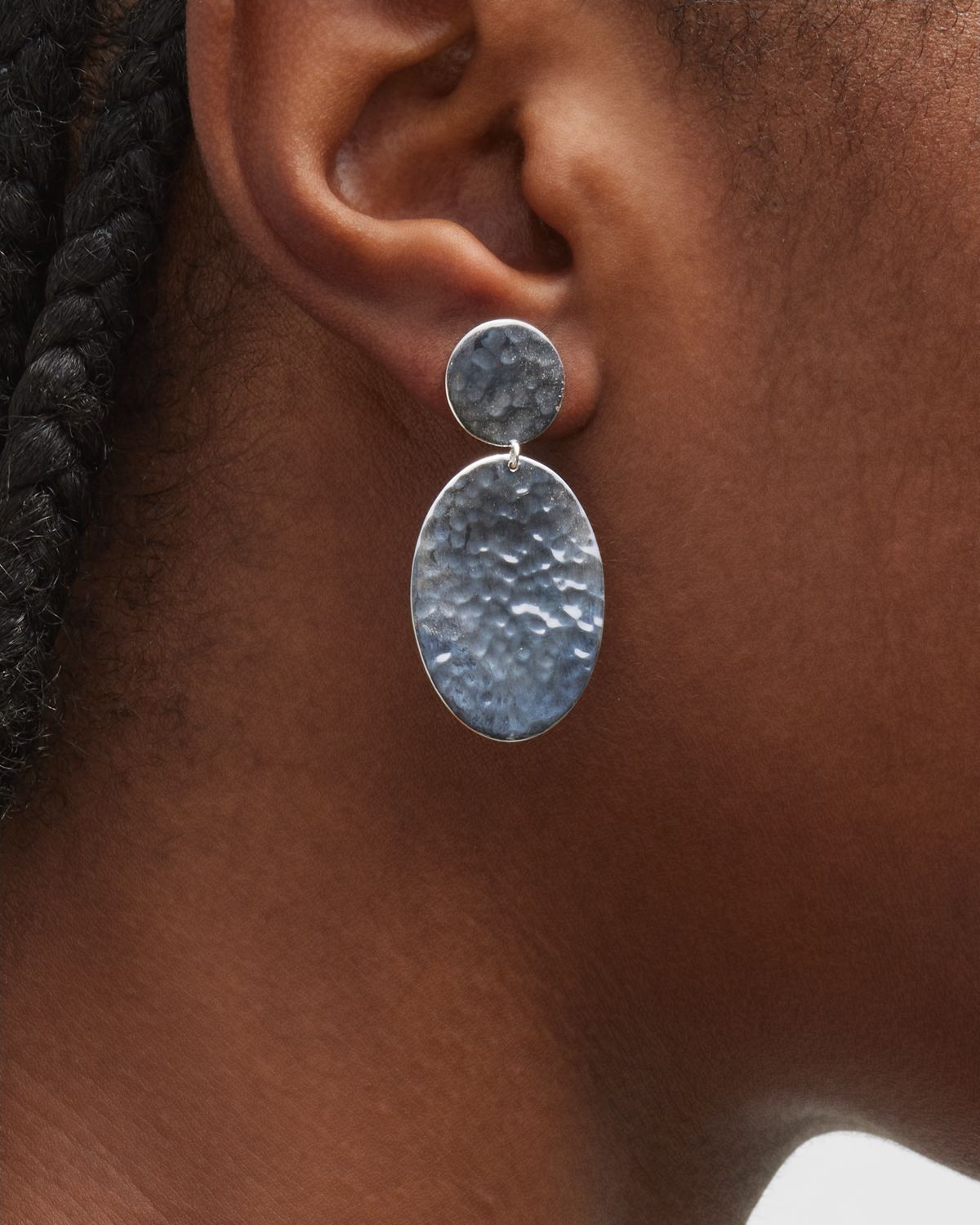 Ippolita Crinkle Hammered Oval Snowman Earrings in Sterling Silver