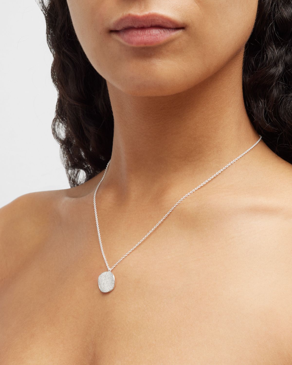 Ippolita Medium Flower Pendant Necklace in Sterling Silver with Diamonds