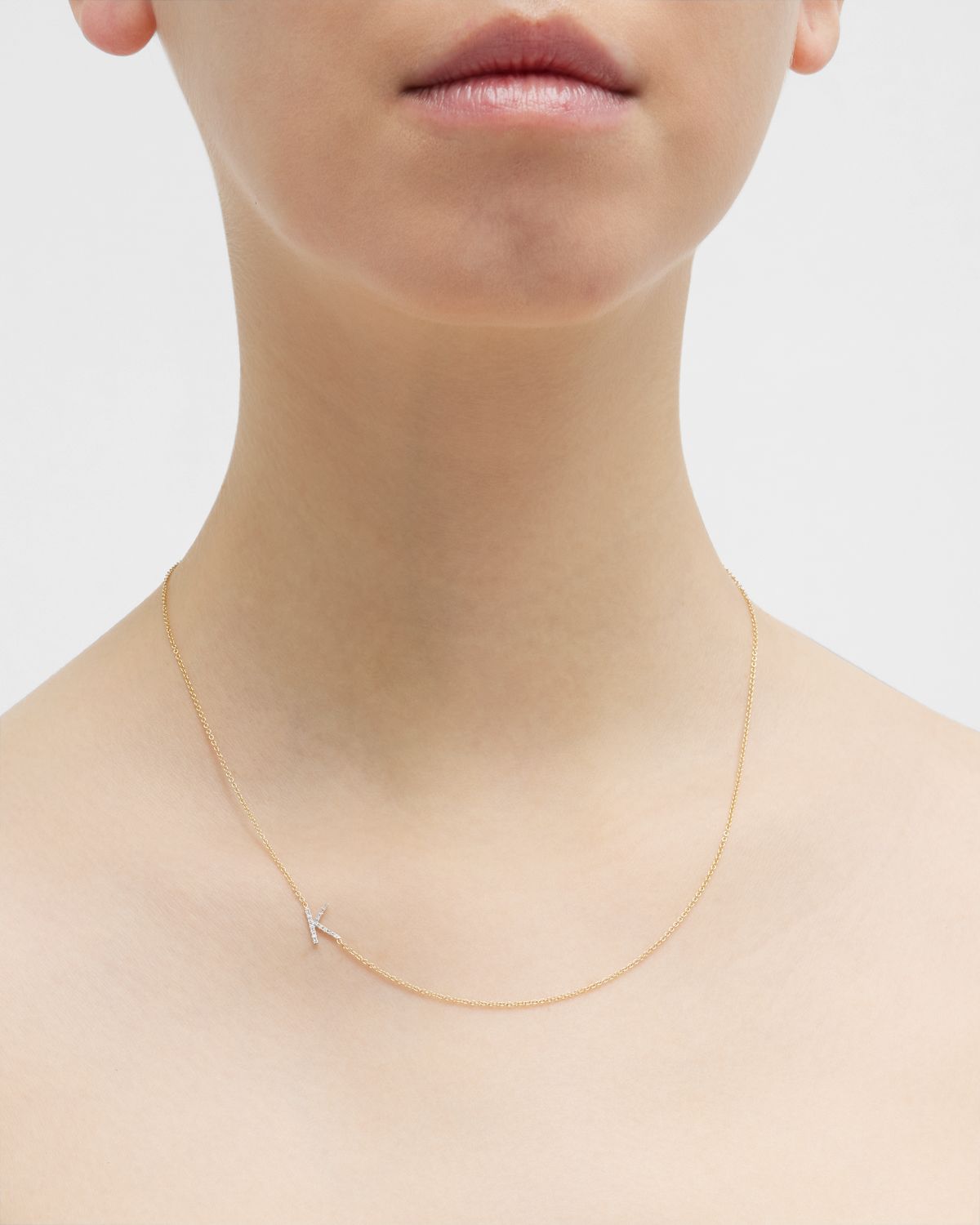 Zoe Lev Jewelry Diamond Asymmetrical Initial Necklace, K