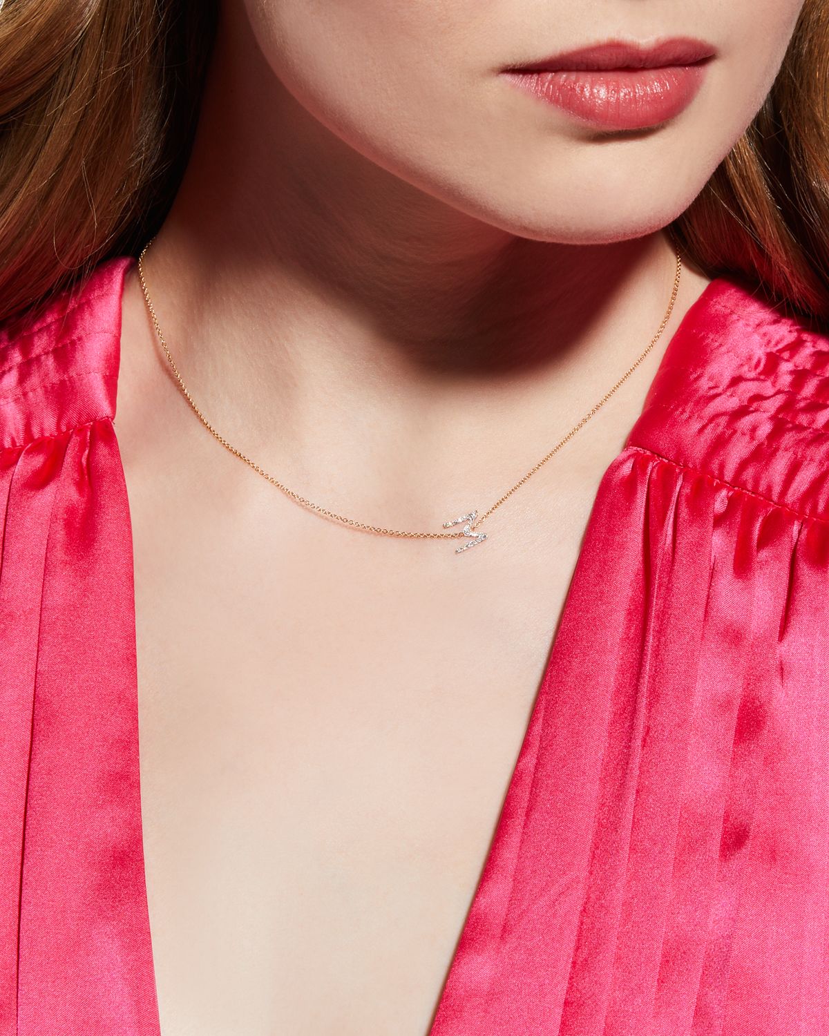 Zoe Lev Jewelry Diamond Asymmetrical Initial Necklace