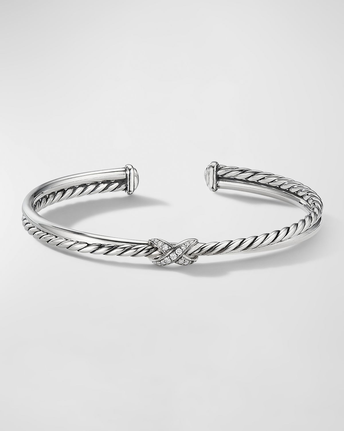 David Yurman Petite X Center Station Bracelet with Pave Diamonds