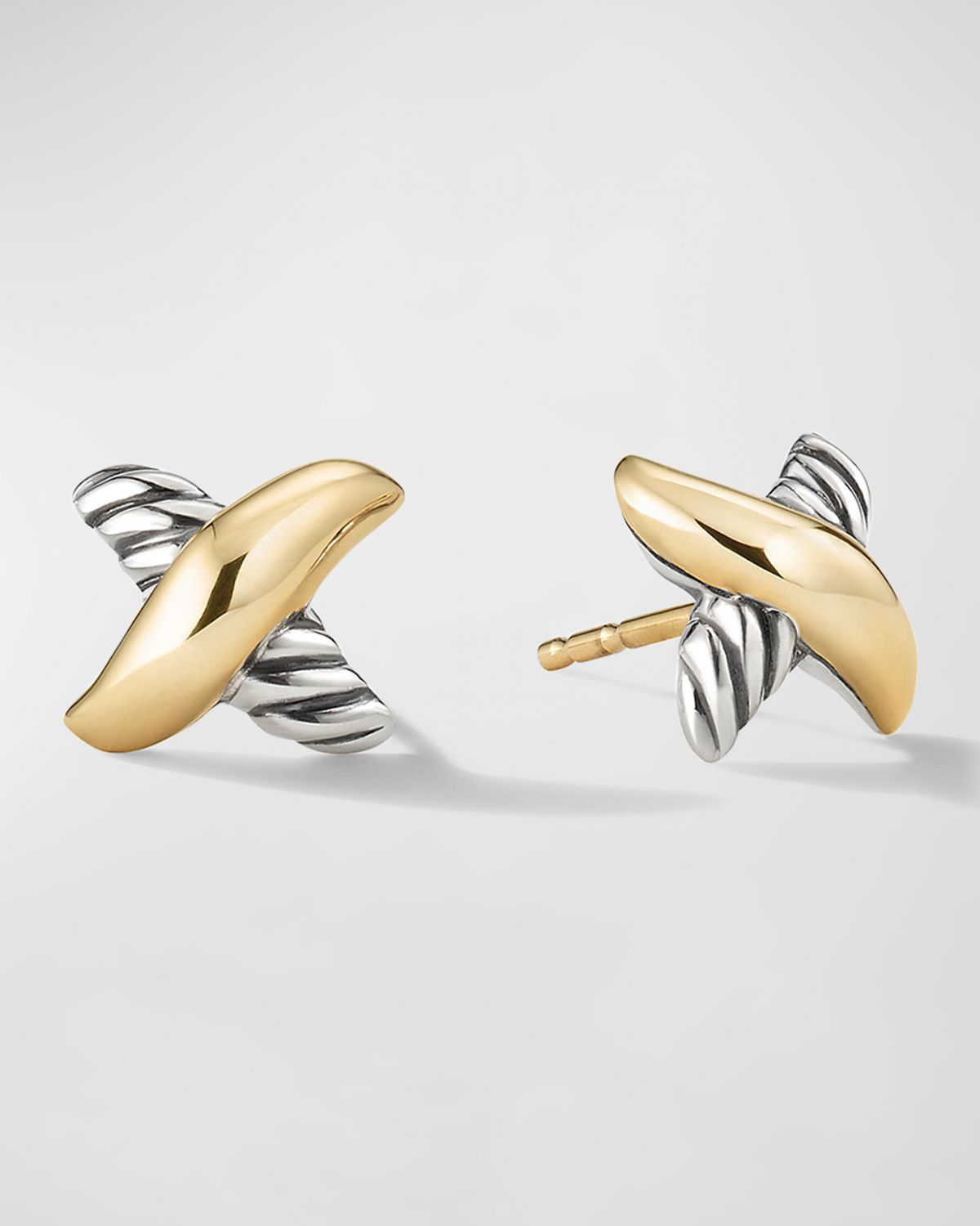 David Yurman Petite X Stud Earrings in Silver & Gold