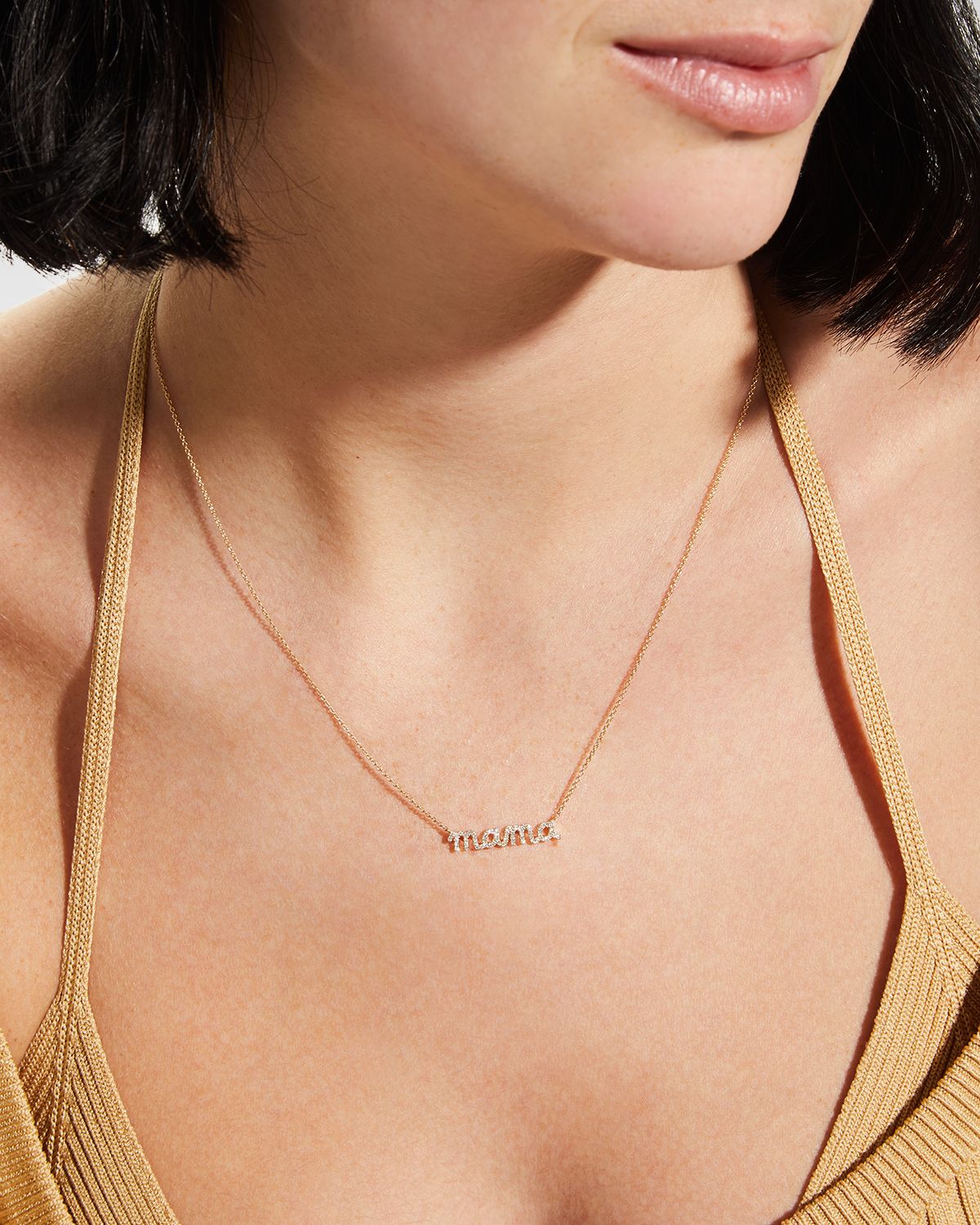 Sydney Evan 14k Diamond Mama Script Necklace