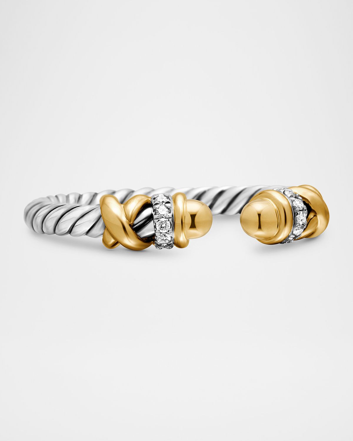 David Yurman Petite Helena Ring Sterling Silver with 18K Yellow Gold Domes and Diamonds