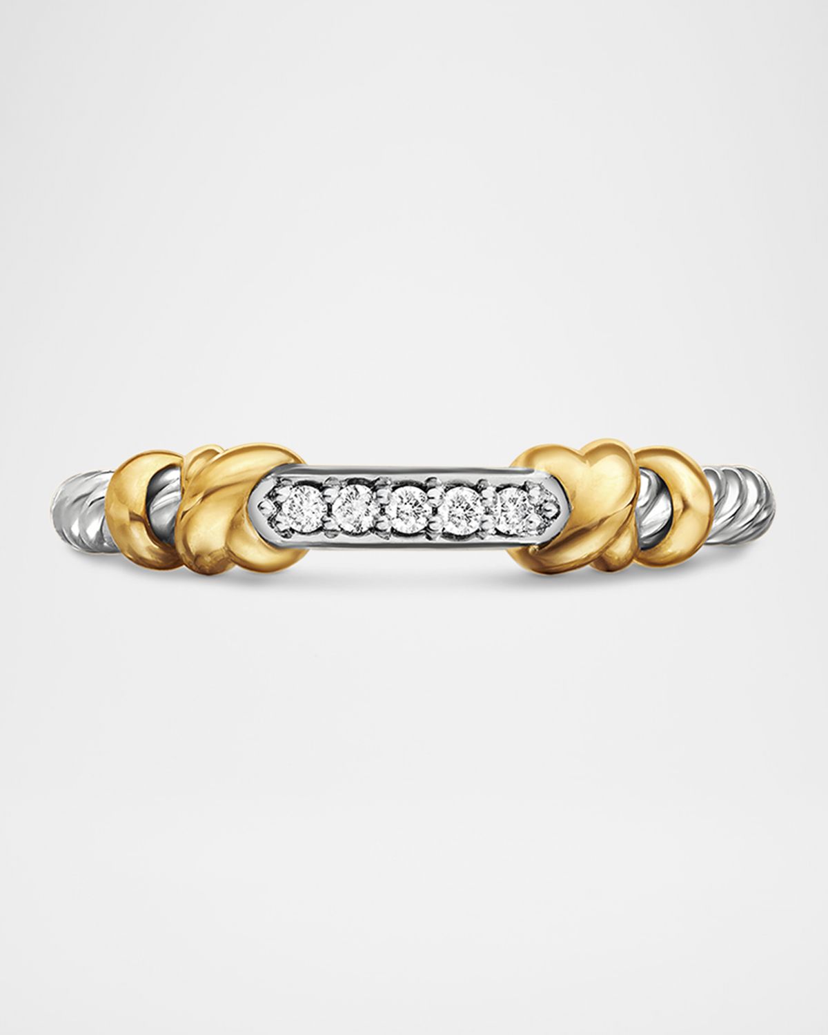David Yurman Petite Helena Wrap Ring with Diamonds and 18K Gold in Silver, 44mm