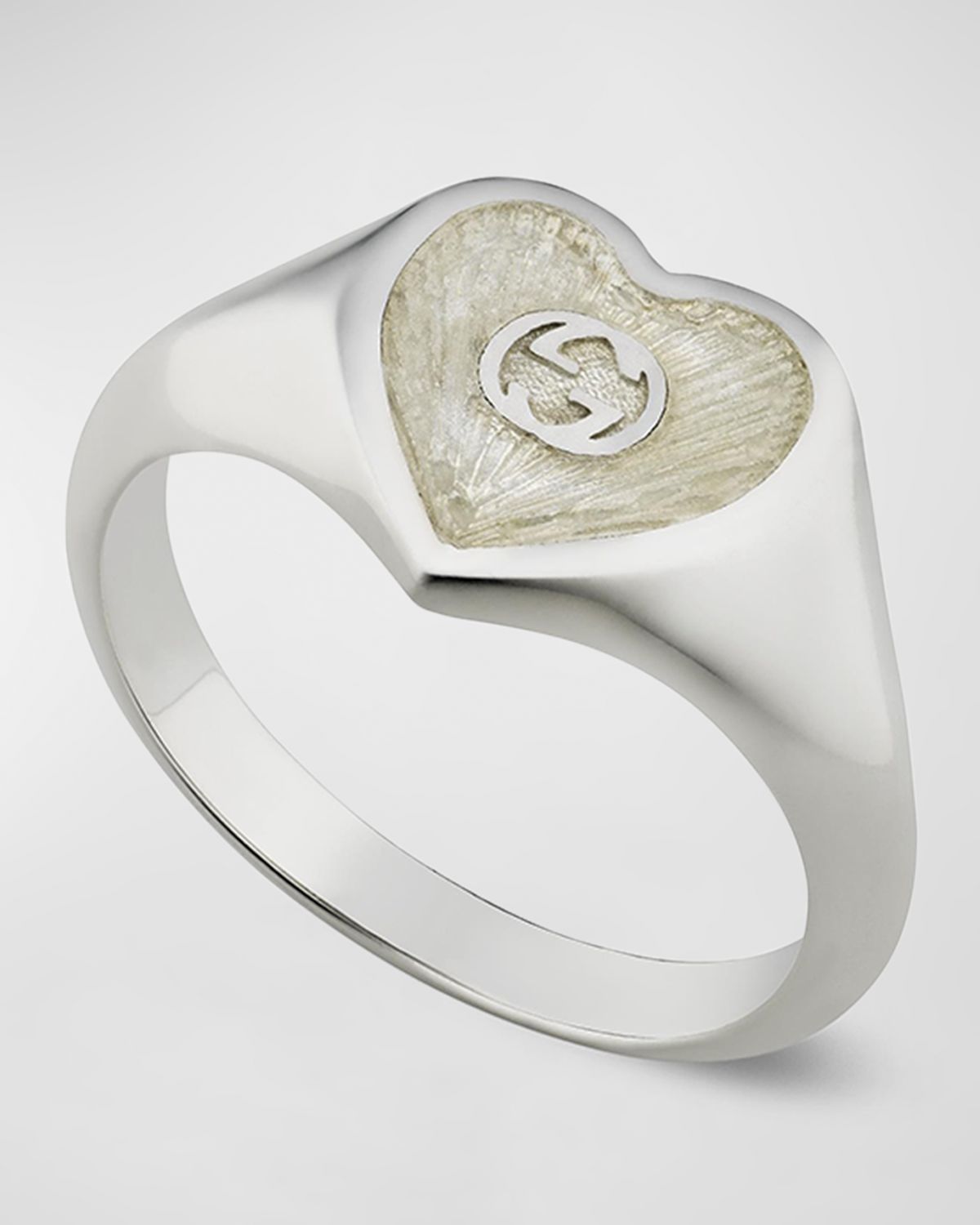 Gucci Sterling Silver Interlocking G Heart Enamel Ring