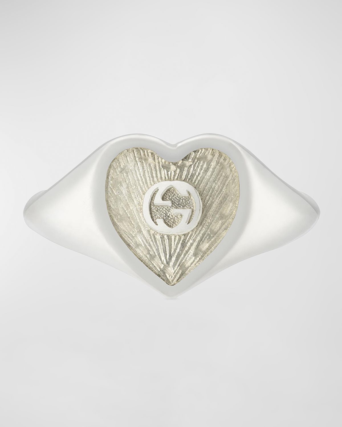 Gucci Sterling Silver Interlocking G Heart Enamel Ring