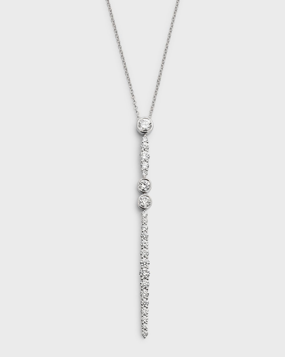 Neiman Marcus Diamonds 18k White Gold Diamond Drop Pendant Necklace, 18"L, 1.68tcw