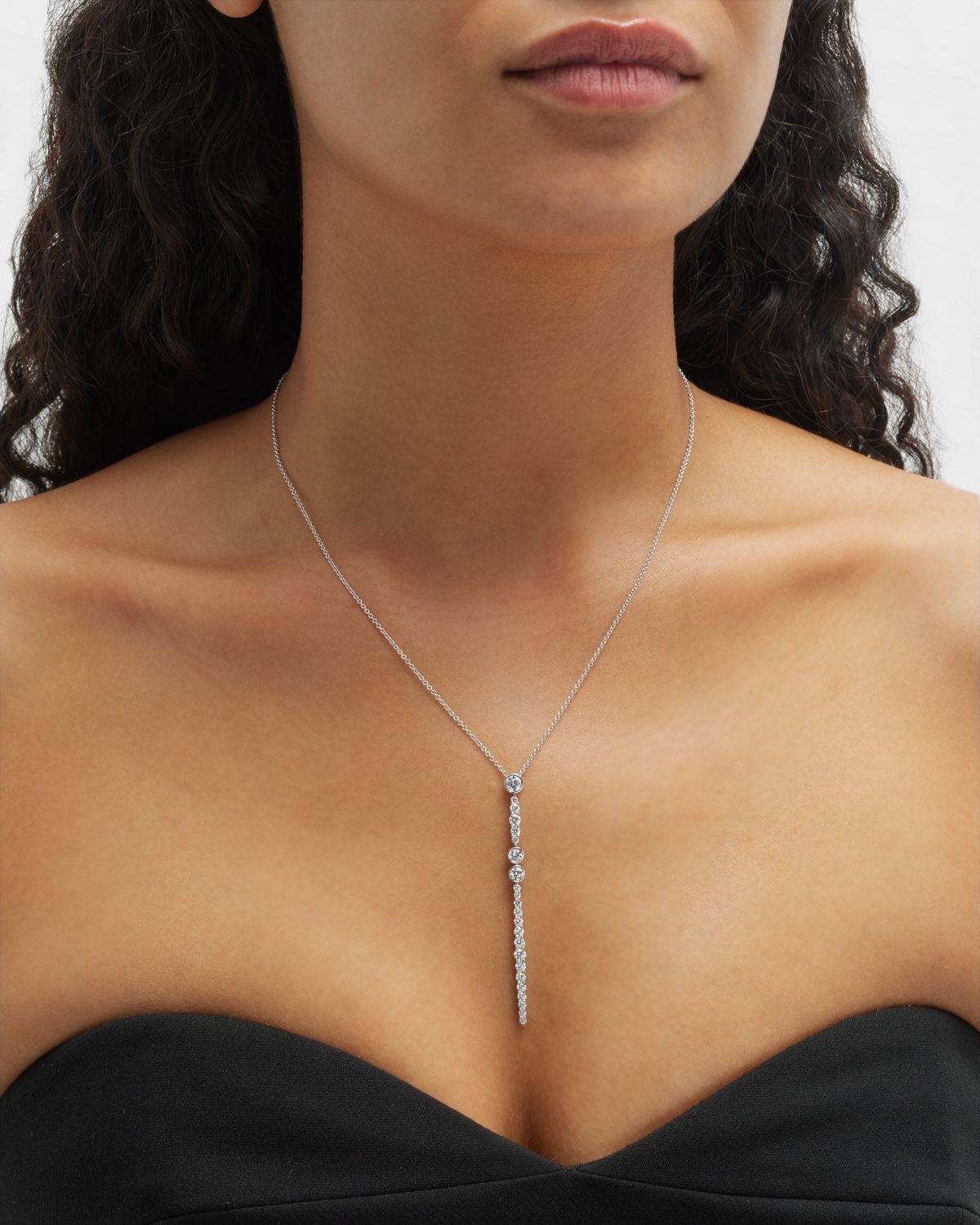 Neiman Marcus Diamonds 18k White Gold Diamond Drop Pendant Necklace, 18"L, 1.68tcw