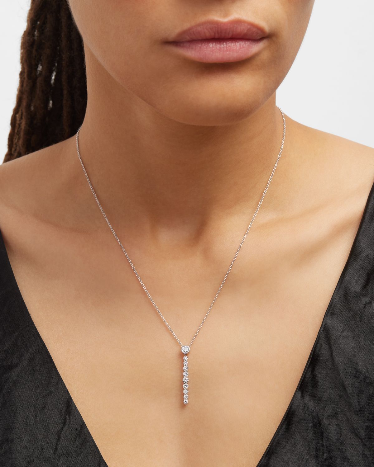 Neiman Marcus Diamonds 18K White Gold Diamond Drop Pendant, 0.80tcw