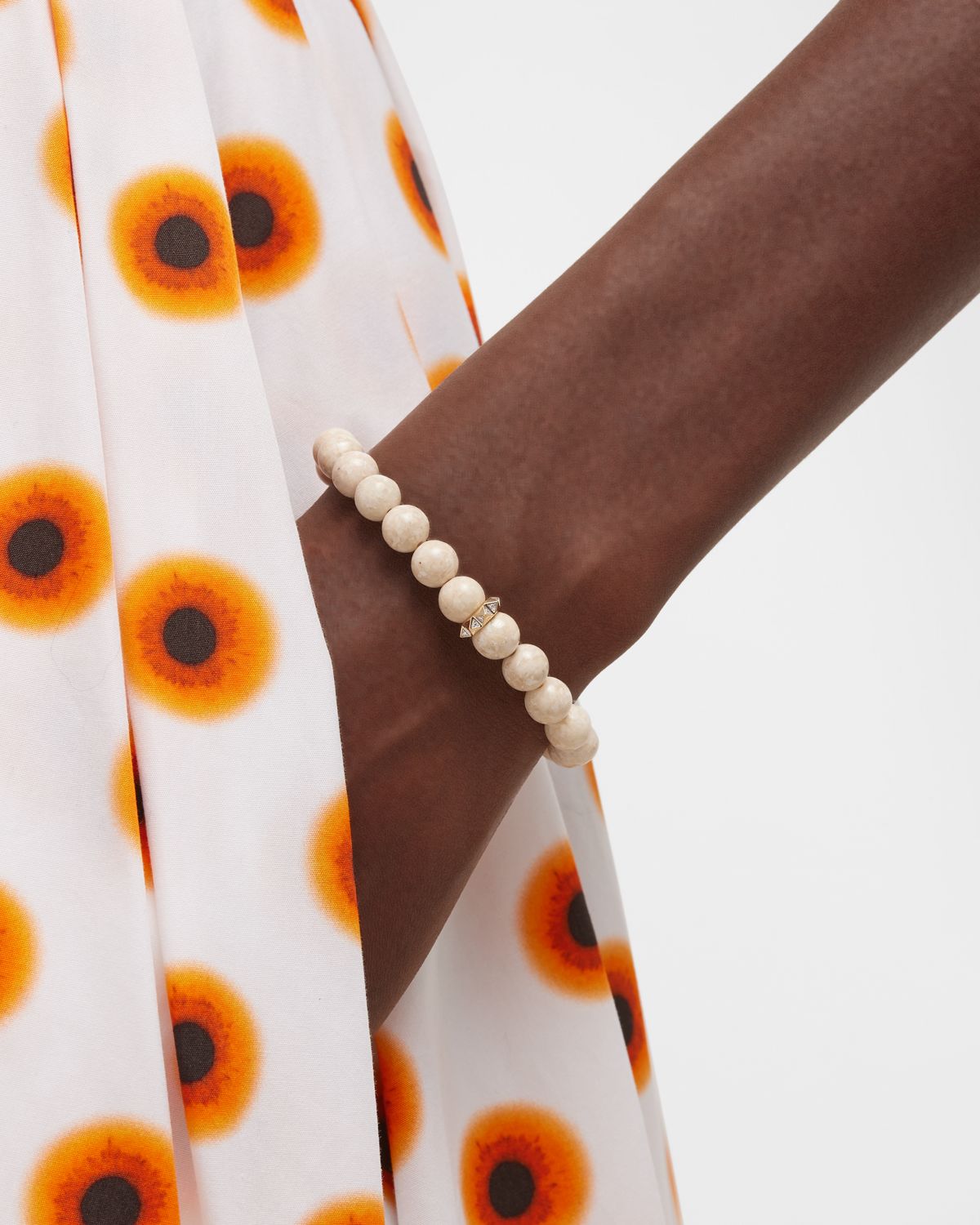 Sydney Evan 8mm Cream Jasper Spike Spacer Stretch Bracelet