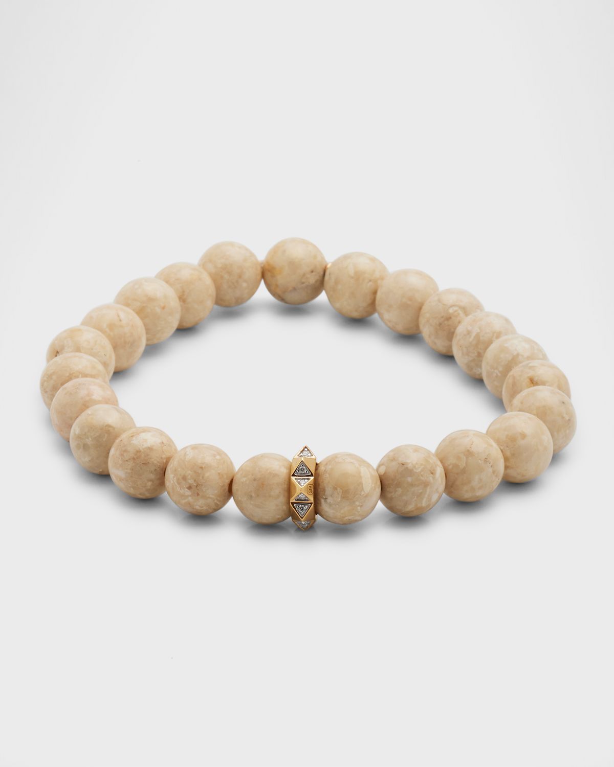 Sydney Evan 8mm Cream Jasper Spike Spacer Stretch Bracelet