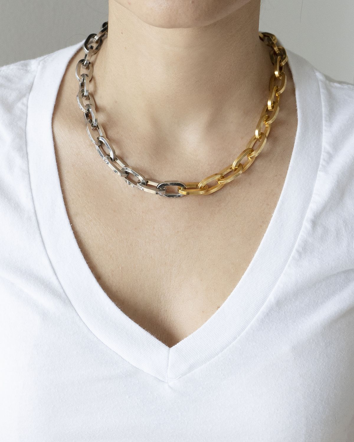 Ben-Amun Two-Tone Link Necklace, 18"L