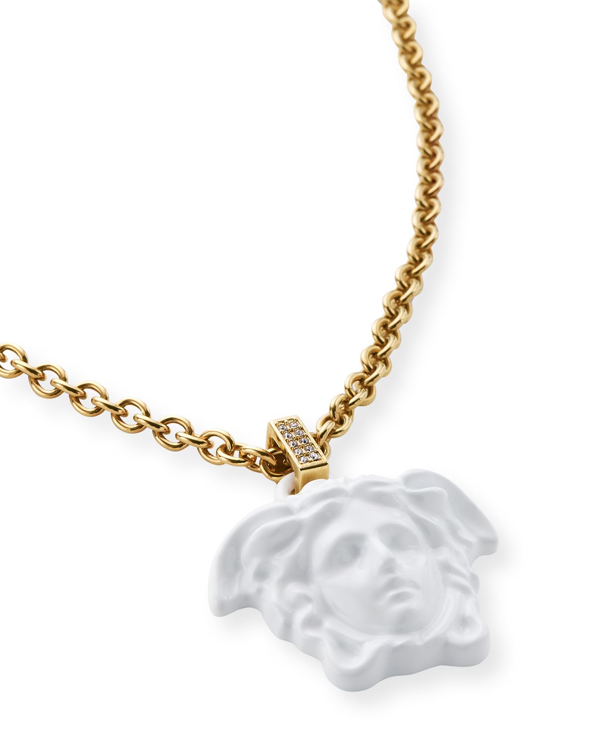 Versace Medusa Pendant Necklace, White