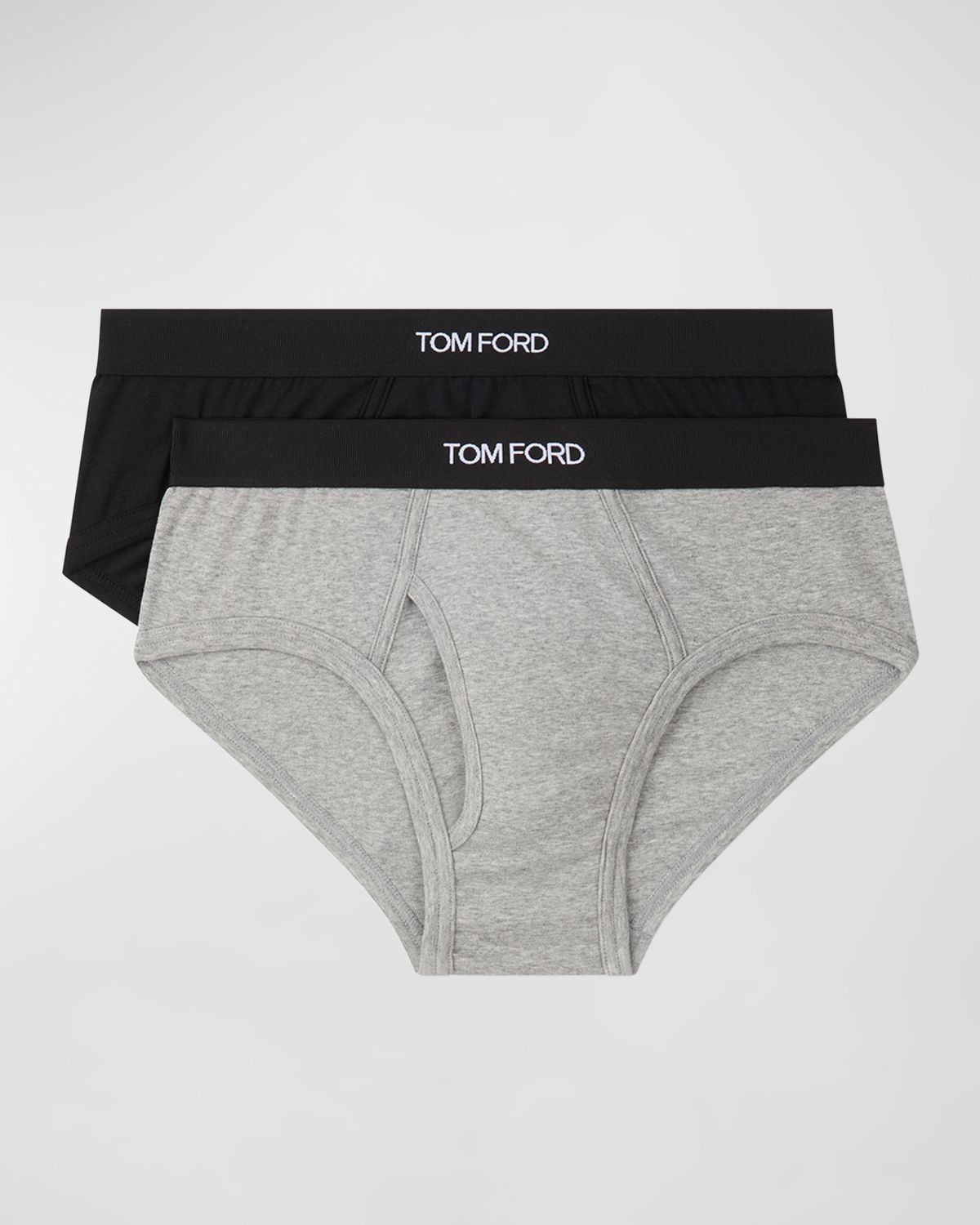 TOM FORD Men 's 2-Pack Solid Jersey Logo-Waist Briefs