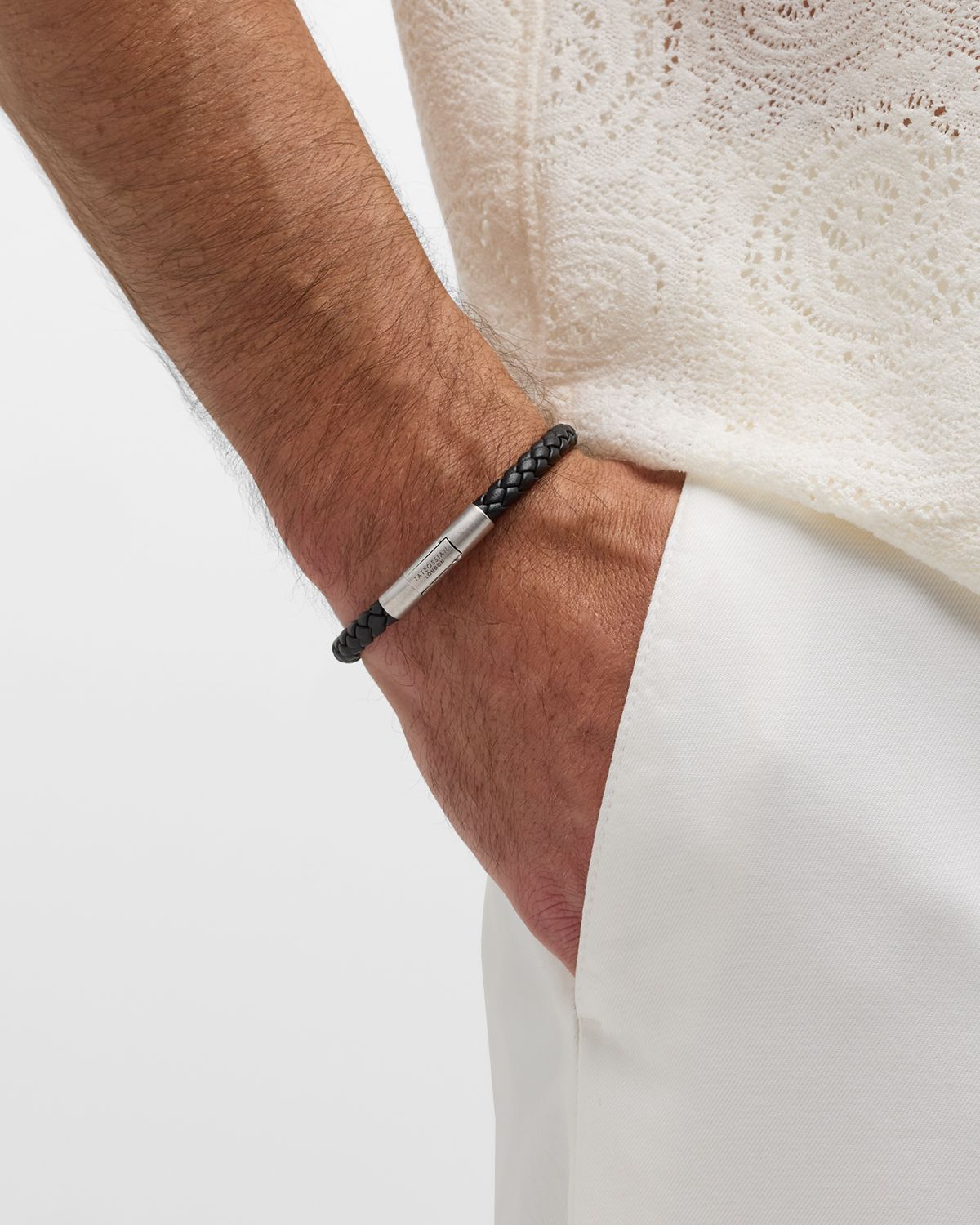 Tateossian Men 's Charles Leather Bracelet